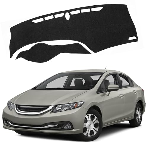 Upgraded Dash Mat for 2012-2015 Honda Civic Polyester Dash Board UV Protection Non-Slip Windshield Reflective Dash Cover Interior Accessory Black - color: 2012-2015 for Honda Civic