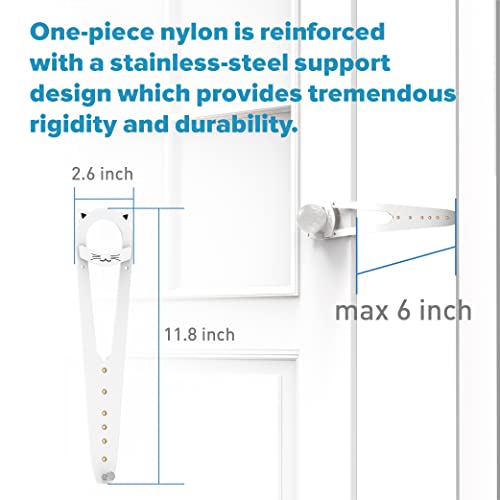 Neobay Cat Door Latch with Stabilizer, 7 Sizes Adjustable Cat Door Holder Latch, Keeps Dog Out of Litter Box, No-Drill & Portable for Interior Doors, White, 2 Packs