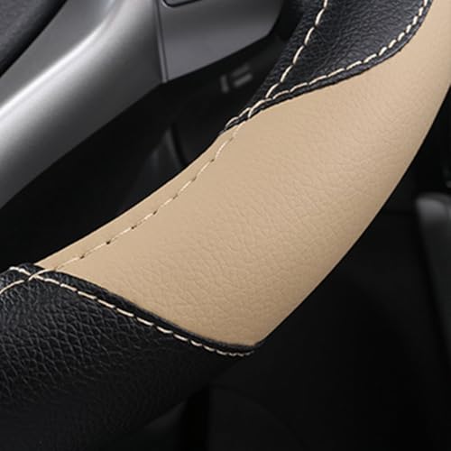 Leather Car Steering Wheel Cover, Non-Slip Car Wheel Cover Protector Breathable Microfiber Leather 15.5"-16" Large Size for Most Cars,Beige-2 - color: Beige Large Size [15.5"-16"]