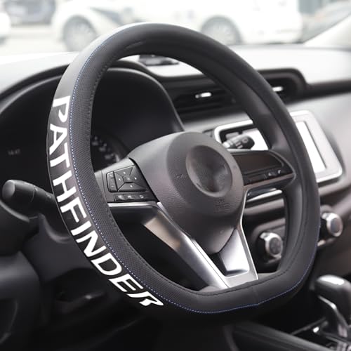 XITER Leather Steering Wheel Cover for Nissan Pathfinder 2022-2026,with Pathfinder Logo - color: Pathfinder 2022-2026,With "Pathfinder" LOGO
