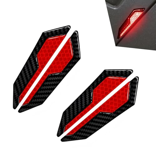 4 PCS Car Door Edge Guard Sticker, Reflective Safety Warning Car Door Protective Strips, Thickened Anti-collision Paint Protector, Universal for Most Vehicles (Red) - color: Red
