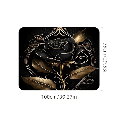 Universal Car Trunk Mat 29" x 39", Black and Gold Roses All Weather Trunk Protection Cargo Liner, Durable Cargo Mat Rear Trunk Liner, Stylish Vehicle Interior Accessories Suitable for Most Car Models - color: Black and Gold Roses