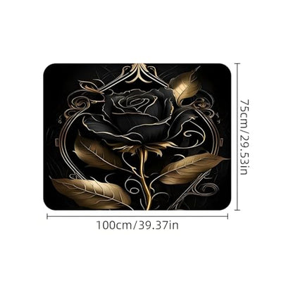 Universal Car Trunk Mat 29" x 39", Black and Gold Roses All Weather Trunk Protection Cargo Liner, Durable Cargo Mat Rear Trunk Liner, Stylish Vehicle Interior Accessories Suitable for Most Car Models - color: Black and Gold Roses