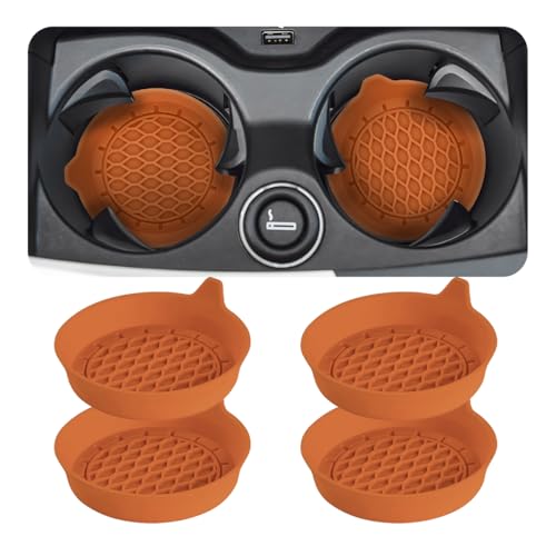Zpana Bling Car Cup Holder Coaster, 2PCS Crystal Rhinestone Non Slip Waterproof Vehicle Insert Water Bottle Holder Pads, Shockproof Auto Interior Decorative Coasters, Universal Fit (Orange) - color: Orange