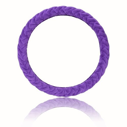 Flying Banner car Steering Wheel Cover Massage Velvet Warm Universal Size 15 inches SUV Truck Anti Slip Odorless Summer Winter (Purple, Velvet Massage) - color: Purple