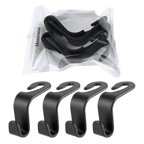 Car Back Seat Headrest Hooks, 4 Pack Black Stylish Back Seat Hanger for Car Handbag Clothes Coats Grocery Bags, Car Interior Accessories (Black2) - color: Black2