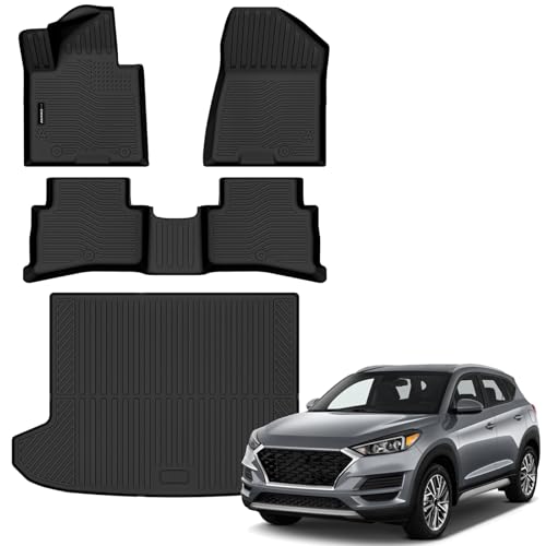 Auxko All Weather Floor Mats Cargo Mat for Hyundai Tucson 2019 2020 2021 All Season TPE Accessories Guard Odorless Anti-Slip Floor Liners Trunk Mat for Hyundai Tucson 2019-2021 - size: tucson|2019-2021|floor+cargo mats