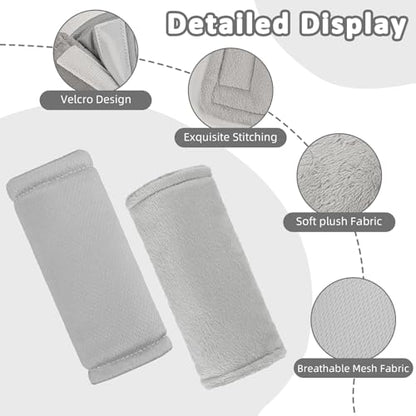 SWESEN Baby Car Seat Strap Covers, 3 Piece Soft Car Seat Strap Shoulder Pads for Baby Girls Boys, Double-Sided Use carseat Straps Covers for Stroller, Car Seats, Pushchair, Gray - color: Gray