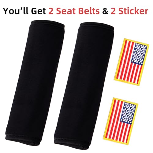 2 Pack Soft Seat Belt Cover Pad with Embroidered Fabric Sticker (Flag-USA) - Comfortable Seatbelt Covers for All Cars and All Ages - Seat Belt Extender Shoulder Pad - Seatbelt Cushion for Backpack - size: USA Flag