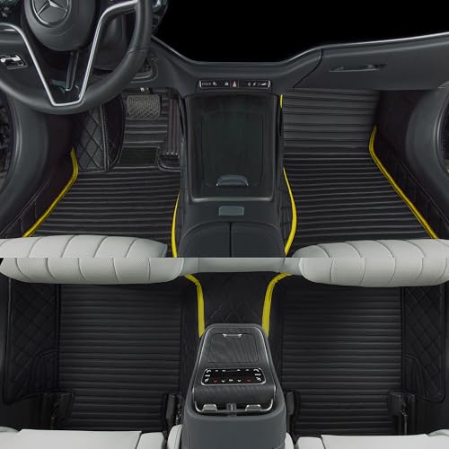 Customized car Floor mats are Suitable for 99% of Vehicle Models (sedans/Trucks/SUVs), Anti-Slip Floor mat Leather Set Provides Comprehensive Protection for the Original car Carpet. (2+1Yellow) - color: 2+1Yellow