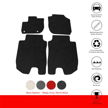 Floor Mats Compatible with 2016-2024 Honda HR-V, Nylon Black Let Right Front Rear 4PCS Set Carpet by IKON MOTORSPORTS, 2017