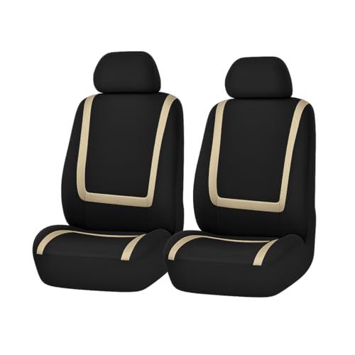 BELOMI Car Seat Covers Only, Breathable Premium Cloth Auto Seat Cover, Universal Front and Rear Seat Covers, Automotive Interior Accessories for Most Cars Trucks SUV (Black/Beige) - color: Black/Beige, size: 4PCS