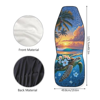 Dreaweet Tropical Themed Car Seat Covers Front Seats Only Universal 2 Piece Beach Sunset Turtle Print High Back Bucket Seat Covers for SUV Trucks Washable & Easy to Install - color: Beach Sunset Turtle