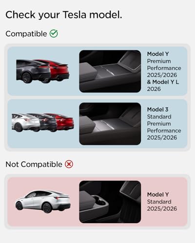 Spigen Non-Slide Center Console Organizer (Expanded Capacity) for Tesla Model Y Juniper (Only Premium & Performance 2025/26) and Model 3 Highland (Standard, Premium & Performance 2024/25/26) - size: Center Console Organizer (Expanded)