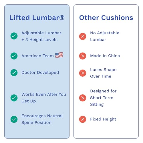 Adjust Lumbar in Any Seat | Developed by a Doctor | Seat Cushion for Office Chair, Car, Truck Driver, Bleachers | Pressure Relief | Designed w/Spine Specialists for Long Sitting Hours