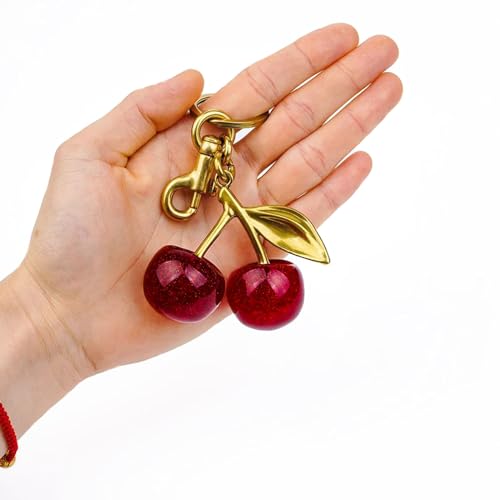 FASTFAIRY Keychain Cherry Bag Charms Purse: Key Chains Women Cute - Car keyrings leather handbags - Valentines Day Gifts