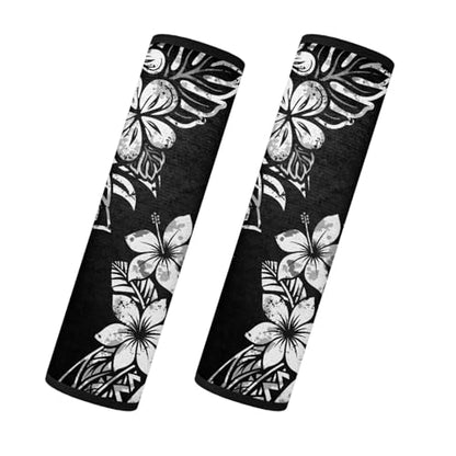 2 Pack Polynesian Hibiscus Car Seat Belt Covers Ultra Cozy Plush Shoulder Strap Pad, Non-Slip Seatbelt Cushion Protector for Neck, Universal Fit for Car Truck SUV, Hawaiian Car Accessories