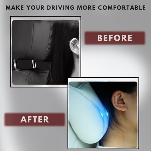 Car Headrest Neck Pillow Support Ergonomic, with Valve Stem Covers Accessory for Driving Seat Fatigue Relief Compatible with Model S X 3 Y & Cybertruck - 2 Pieces - color: A. Black Ver. 1