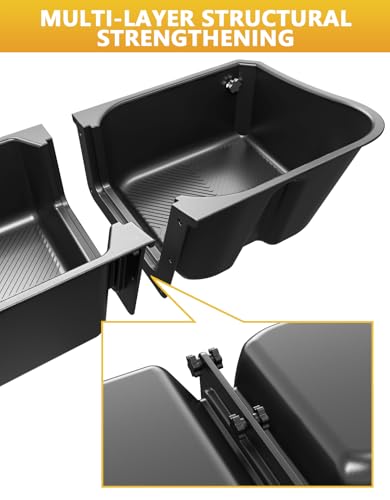 Tuyoung Under Seat Storage Boxes Compatible with 2015-2026 Ford F-150 F150 SuperCrew Cab, 2017-2026 F-250/F-350/F-450/F-550 Super Duty, Heavy Duty Rear Truck Under Back Seat Box Organizer Cargo Box - size: 15-26 Ford F150 & 17-26 F250 F350 F450 F550