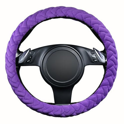 Flying Banner car Steering Wheel Cover Massage Velvet Warm Universal Size 15 inches SUV Truck Anti Slip Odorless Summer Winter (Purple, Velvet Massage) - color: Purple