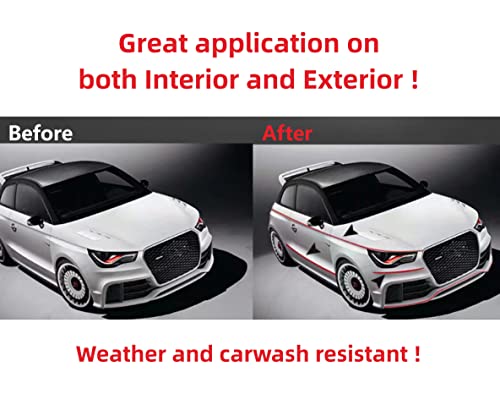 16Ft Solid Red Car Motor Bike Self-Adhesive Exterior and Interior Molding Trim Universal Dashboard Bumper Window Door Body Side Decorative Strip Scratch-Proof (Width: 1/4 inch (6mm)) - style: Width: 1/4 inch (6mm)