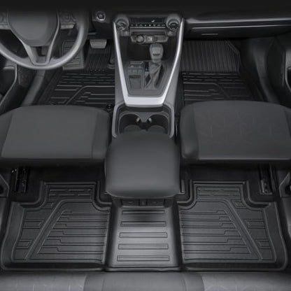 Floor Mats for Toyota RAV4 2019-2025, All Weather Floor Mats Trunk Cargo Liner with Backrest Protectors and Door Sill Guards Accessories, Full Coverage Set