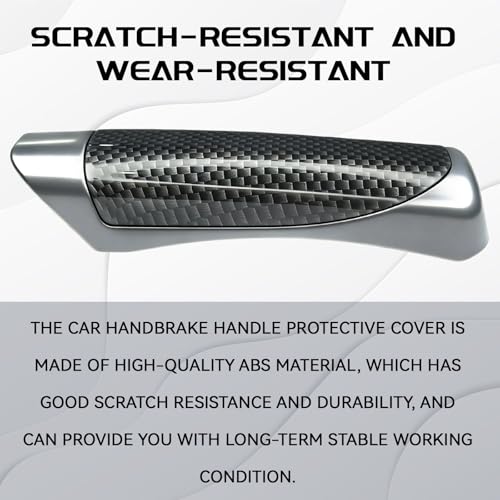 Car Handbrake Cover, Anti-Scratch Wear-Resistant Protective Cover, Self-Adhesive Comfortable Parking Brake Handle Cap, Universal Fit for Most Cars Trucks SUVs Carbon Fiber Interior Accessories
