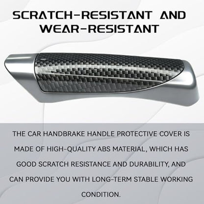 Car Handbrake Cover, Anti-Scratch Wear-Resistant Protective Cover, Self-Adhesive Comfortable Parking Brake Handle Cap, Universal Fit for Most Cars Trucks SUVs Carbon Fiber Interior Accessories