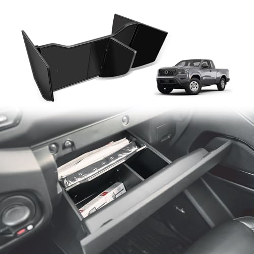 Muslogy Glove Box Dividers Organizer Compatible with Nissan Frontier 2022-2025 2026 Accessories Insert Box Divider ABS Secondary Storage Glove Compartment Tray