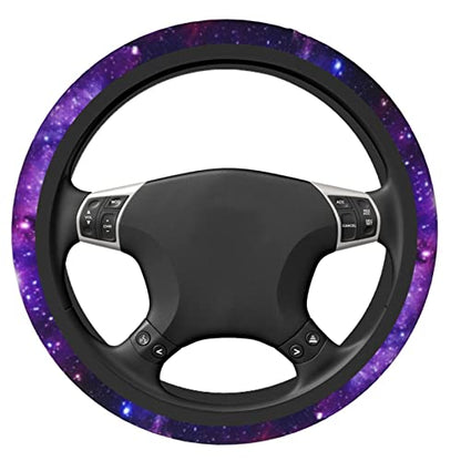 Galaxy Purple Steering Wheel Cover for Women Men, Universal 15 Inches Neoprene Anti-Slip Cute Space Car Steering Wheel Grip Wrap Car Accessories Protective Case Cover for Vehicle Truck SUV… - color: Galaxy Purple