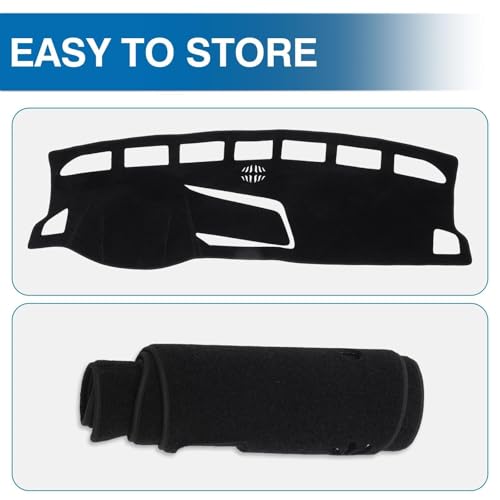 KUST Black Dash Cover for Volkswagen VW Taos (S SE SEL) 2022-2025 2026 (Only fits for Taos with Center Bin) Polyester Dashboard Cover Non-Slip Interior Accessories for VW Taos Custom Fit Dashboard Mat - size: Taos 22-26(black)