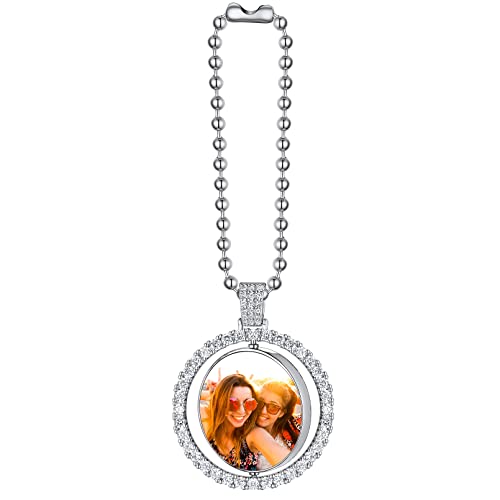Custom4U Personalized Picture Car Charms for Rear View Mirror Custom Car Ornament Accessories Car Mirror Suspension Decoration Silver/Gold/Black Pendant Customized (Gift Box) - color: B-Medallion-Silver Color