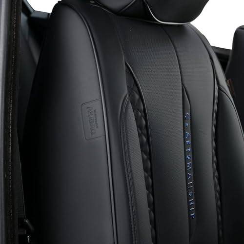 Coverado Car Seat Cover Full Set, Black Seat Covers Front Seats Back Seat Covers, Nappa Leather Waterproof, Car Seat Cushion, Car Seat Protector Universal Fit Most Cars - color: Z-Black, size: FullSet