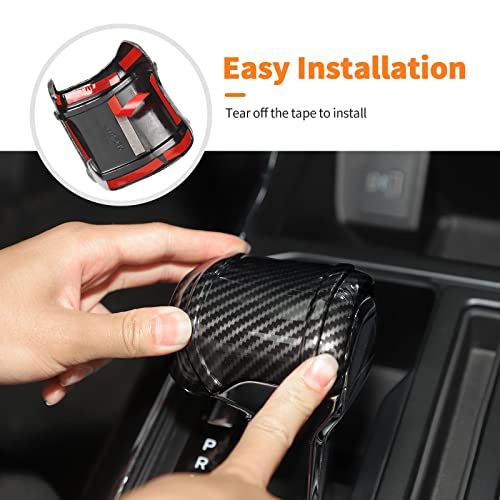 Carbon Fiber Gear Shift Knob Cover Stick Shifter Cap Cover Compatible with Ford F150 2021-2026+ - color: Carbon Fiber