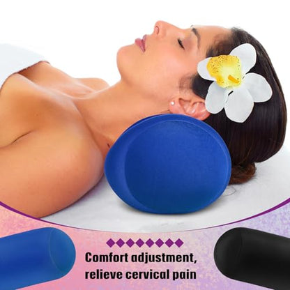Geelin 2 Pcs Bead Roll Pillow 11.8 x 6.3 Inch Soft Bolster Cylindrical Pillow for Sleeping Home Travel Neck Head Back Support Rest(Black, Blue) - color: Black, Blue