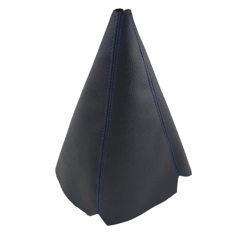 Universal Car Shift Knob Boot Dust Cover, Shift Boot Cover, Made of Black Pu Leather with Black Seams Red Seams and Blue Seams (Blue)