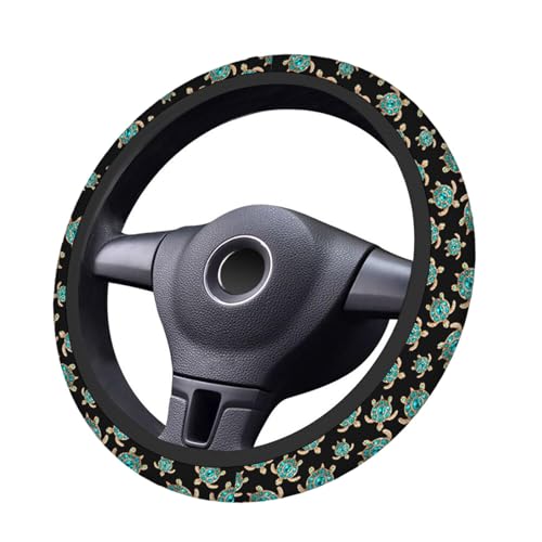 Swono Turtle with Stones Blue Car Neoprene Steering Wheel Cover Jewelry in The Form of A Turtle with Blue 15 Inch Anti-Slip Wheel Wrap Case Protector for SUV Sedan Vans Trucks - color: multi-051