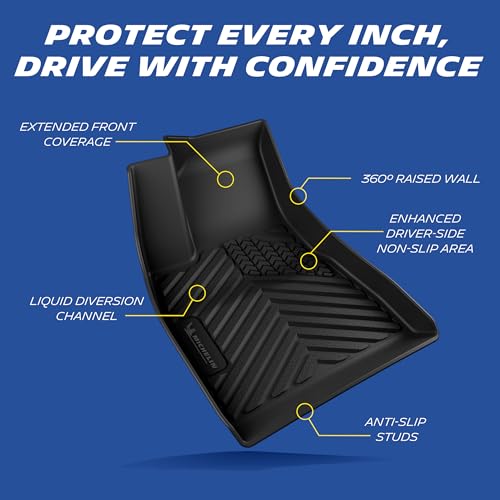 Michelin Vehicle Mat, All-Weather TPE Custom Fit Liner for Tesla Model 3 Floor Mats 2017-2023 (3 Piece), Premier A