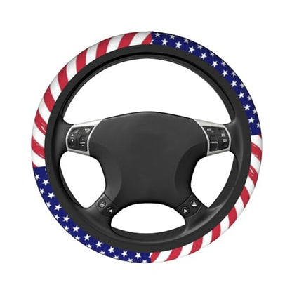 American Flag Steering Wheel Cover - Retro United States Flag Steering Wheel Car Cup Holder Pad 2 Pack 15 Inch Steering Wheel Cover Women Men Anti Slip Breathable Wheel Cover