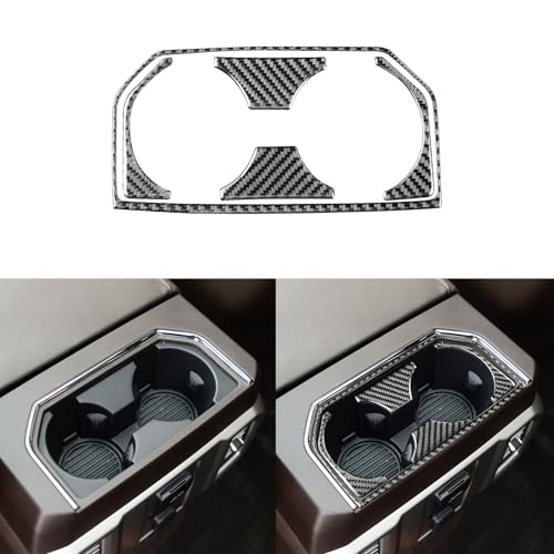 3D Carbon Fiber Car Stickers Rear Seat Water Cup Holder Frame Cover Car Interior Decorative Decal Compatible with Ford F150 F-150 Raptor 2017 2018 2019 2020 Accessories - color: Black 4