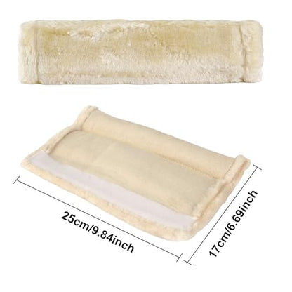 2 Packs Car Seatbelt Covers Shoulder Pad for More Comfortable Driving, Universal Seat Belt Cover for Handbag Camera Backpack Straps, Soft Faux Sheepskin Wool Seat Belt Cushion (Beige)