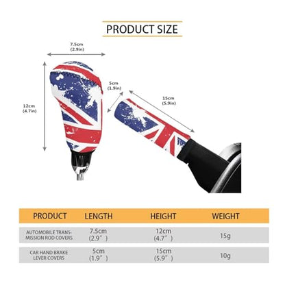 Horeset Union Jack Car Handbrake Cover Soft Gear Shift Knob Cover Set for Women Breathable Car Grab Handle Cover Universal Fits Most SUV/Sedan/Truck/Van - color: Union Jack
