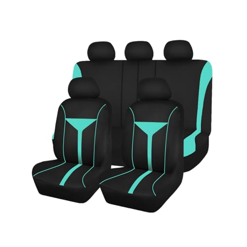 Zpana Car Seat Cover Full Set, Breathable Vehicle Front Seat and Rear Bench Split Protector, Washable Dustproof Automotive Seat Pad Accessories (Mint Green) - color: Mint Green, size: Full Set