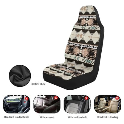 Howilath Aztec African Tribal Car Seat Cover Set of 2 Universal Fit Elastic Front Seat Cover Split Auto Accessories Fit Most Vehicle Easy to Install - color: Aztec African Tribal