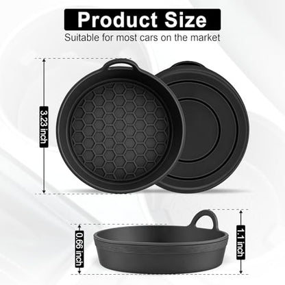 SINGARO Car Cup Holder Coaster, 4PCS Silicone Cup Holder Insert, Universal Non-Slip Cup Holders, Car Interior Accessories for Women and Man, Black - color: Black