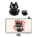 Cute Black Cat Coffee Phone Buddy - 2PCS Resin Mini Figurines, Adhesive Peel-and-Stick Decor for Kindle Cellphone Car Dashboard, Office Desk, Fun Tiny Critters Accessories - style: Black Cat Coffee
