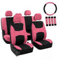 FH Group Full Set Cloth Car Seat Covers, Universal Fit combo, Low Back Front Seat Covers, Airbag Compatible, Split Bench Rear Seat, Washable Seat Cover for SUV, Sedan, Van, Pink - color: Pink
