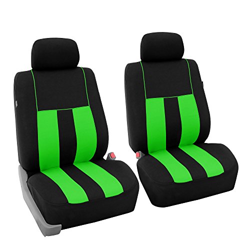 FH Group Car Seat Cover Full Set Striking Striped Car Seat Covers with Front Seat Covers and Rear Split Bench, Universal Fit Interior Accessories for Cars, Trucks, and SUVs – Green - color: Green, size: Front Set
