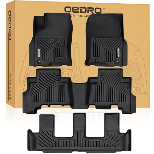 OEDRO Floor Mats for 2024-2013 Toyota 4Runner 7 Seater, Custom Fit TPE All-Weather 4Runner Car Mats Includes 1st, 2nd Row & 3rd Row Floor Liners, Black - style: 13-24 1st, 2nd & 3rd Row