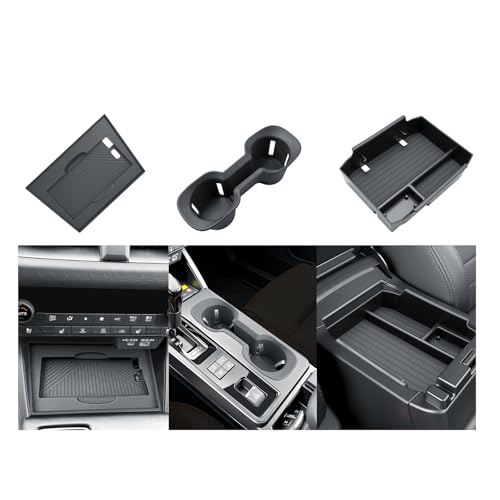 BIBIBO 3Pack for 2026 Subaru Outback Center Console Organizer 2026 Subaru Outback Console Armrest Tray+Cup Holder +Wireless Charging Mat 2026-Outback Insert Organizer Tray - color: Black-3Pack
